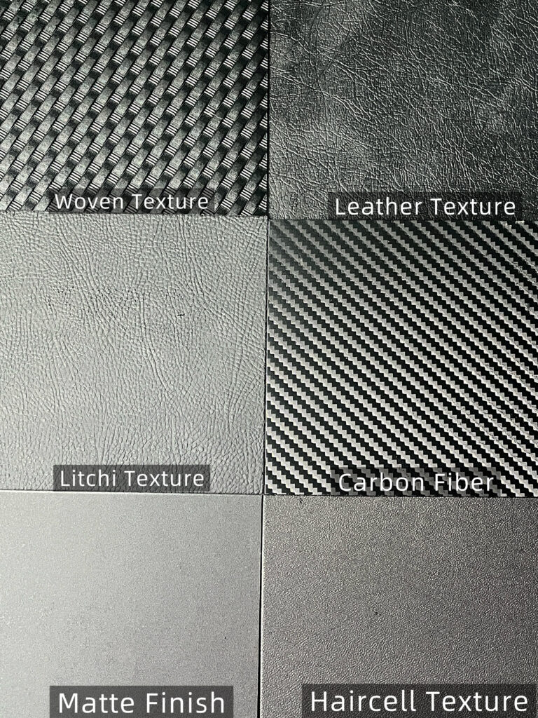 thermoplastic sheet texture comparison woven leather carbon fiber haircell matte